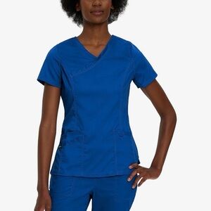 Landau ProFlex Women’s 3-Pocket Scrub Top Tailored Fit Stretch Blue Size 2XL